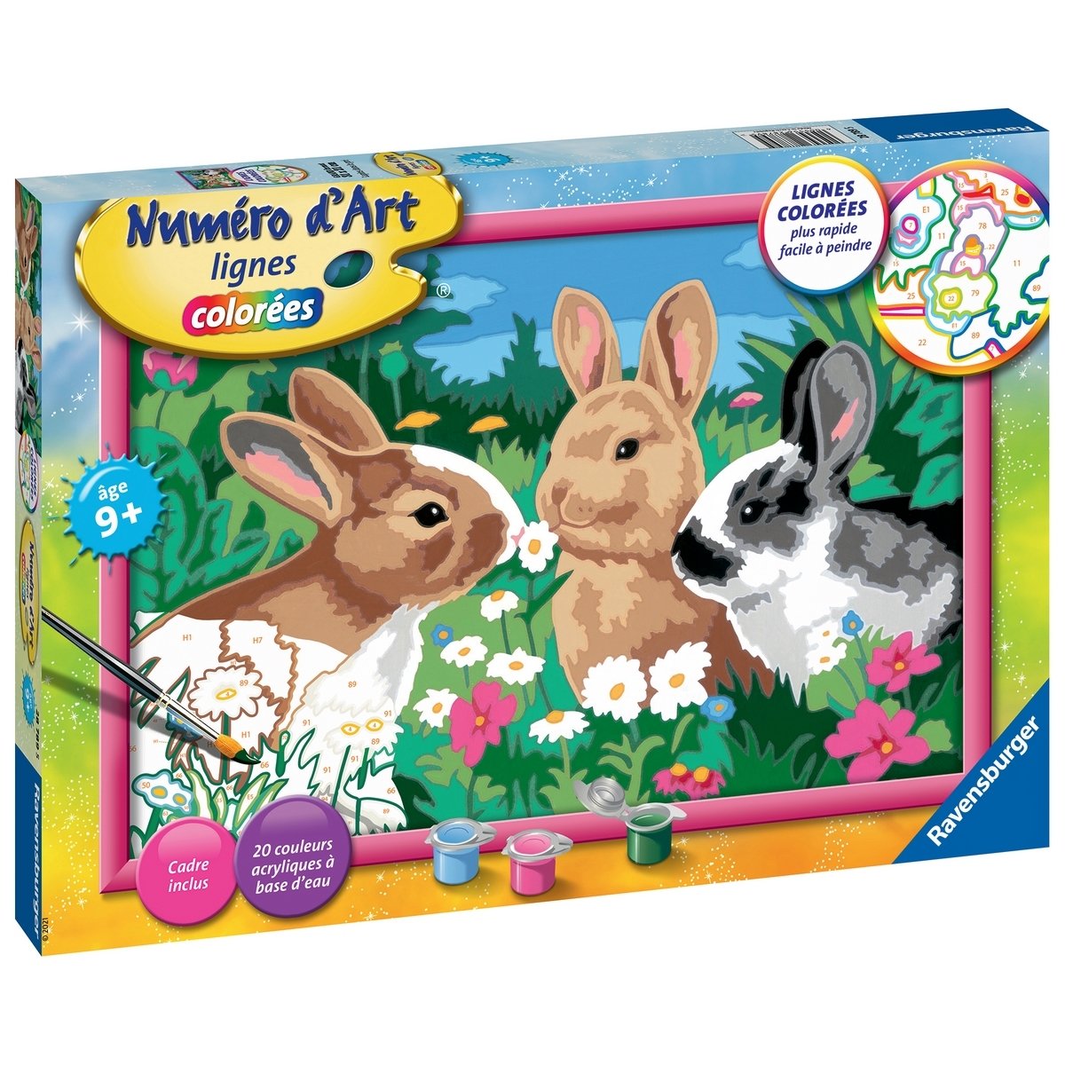 Tableau à peindre - Lapins dans le pré - Ravensburger Numéro d'Art