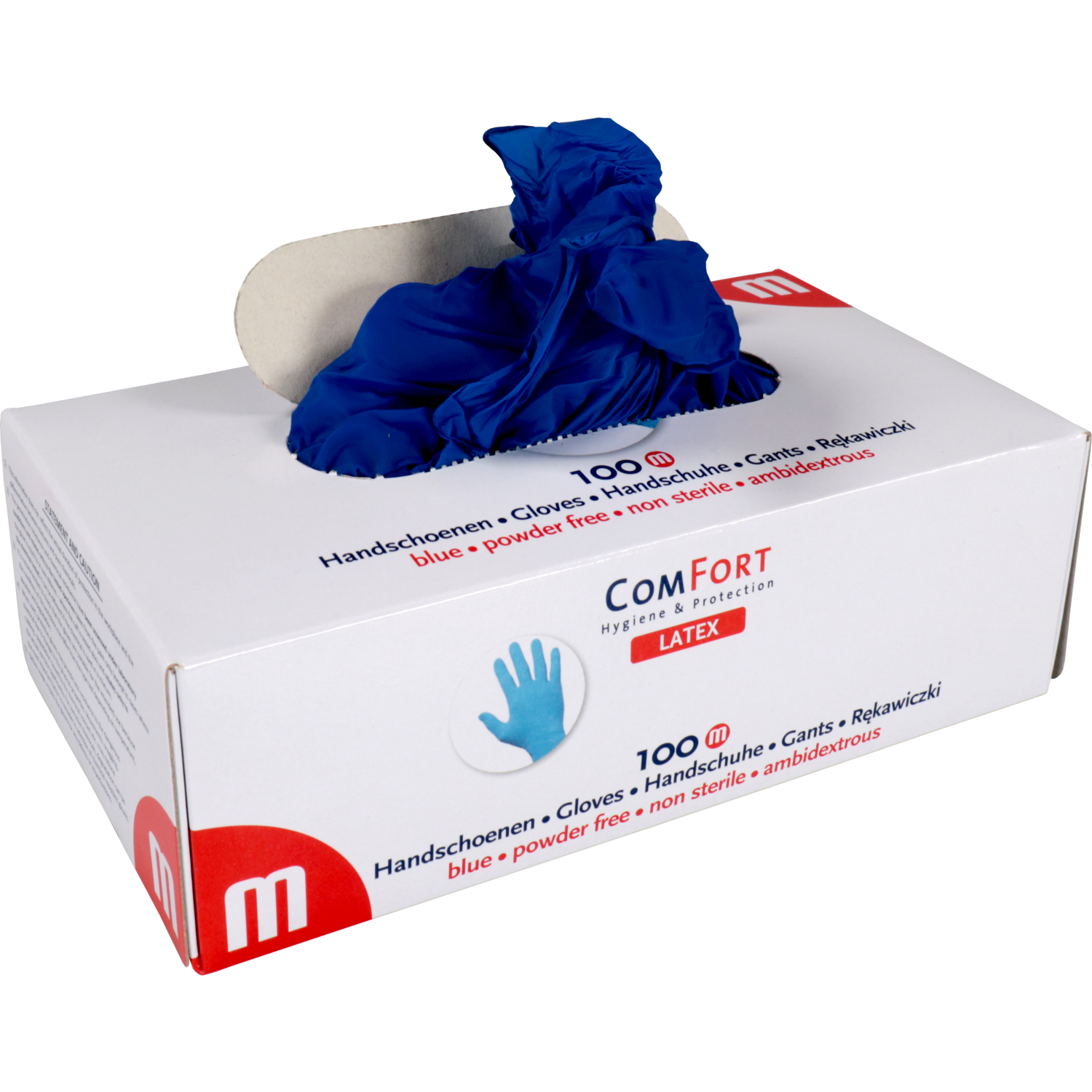 ComFort Handschoen, Latex, ongepoederd, M, 5.8gr, blauw