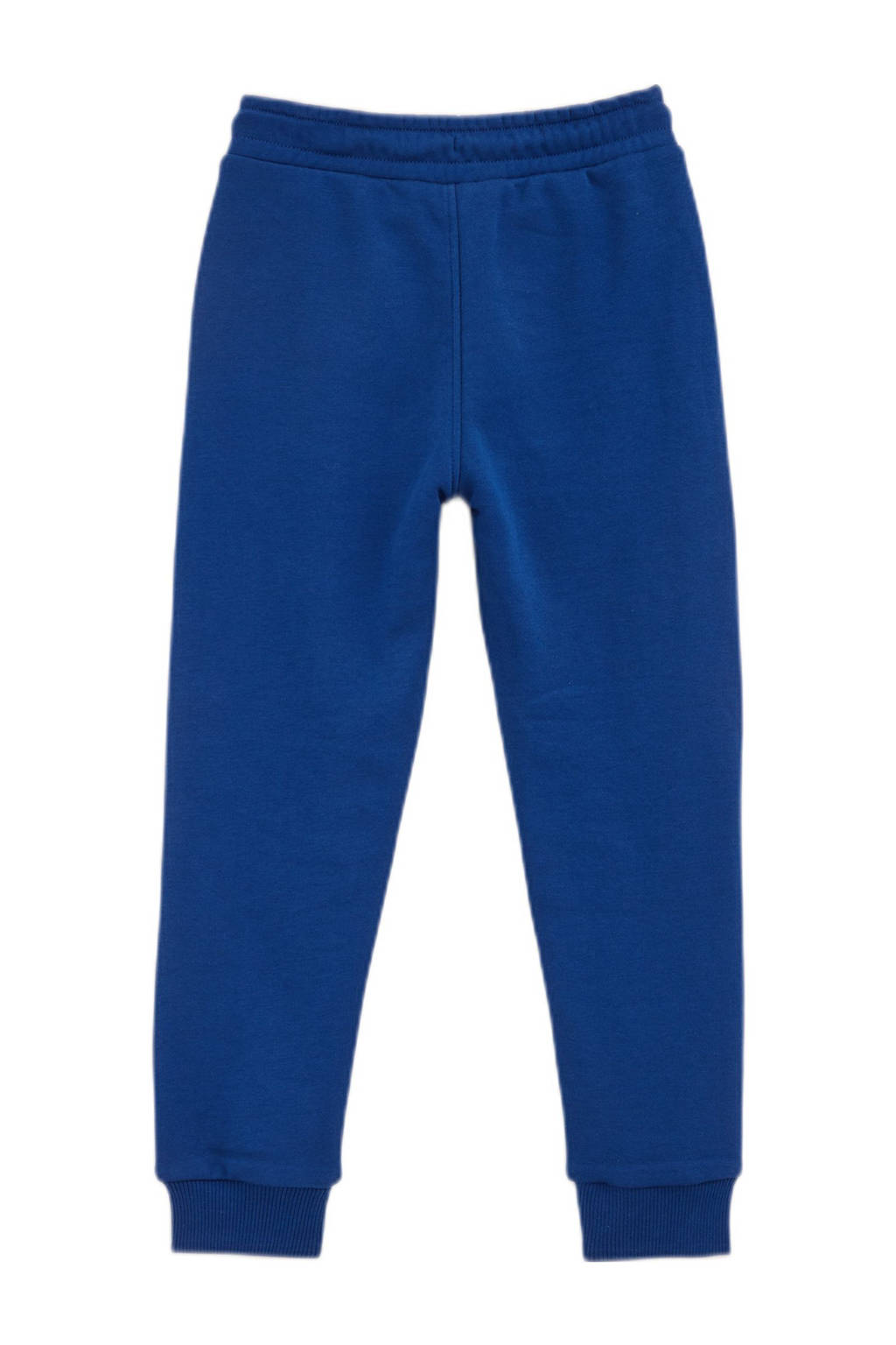 WE Fashion slim fit broek met printopdruk kobalt blauw