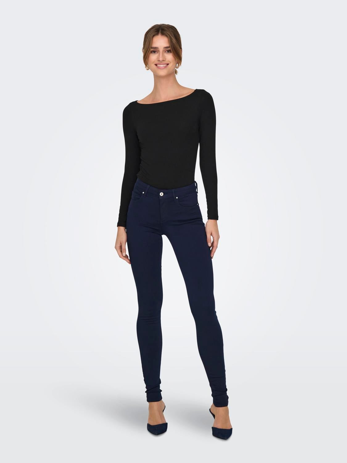 ONLBLUSH Mittlere Taille Skinny Fit Jeans Dark Blue Denim