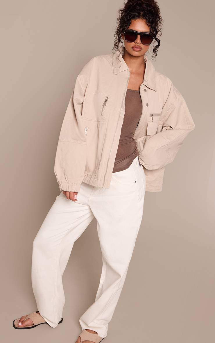 Ecru Veste Oversize En Sergé