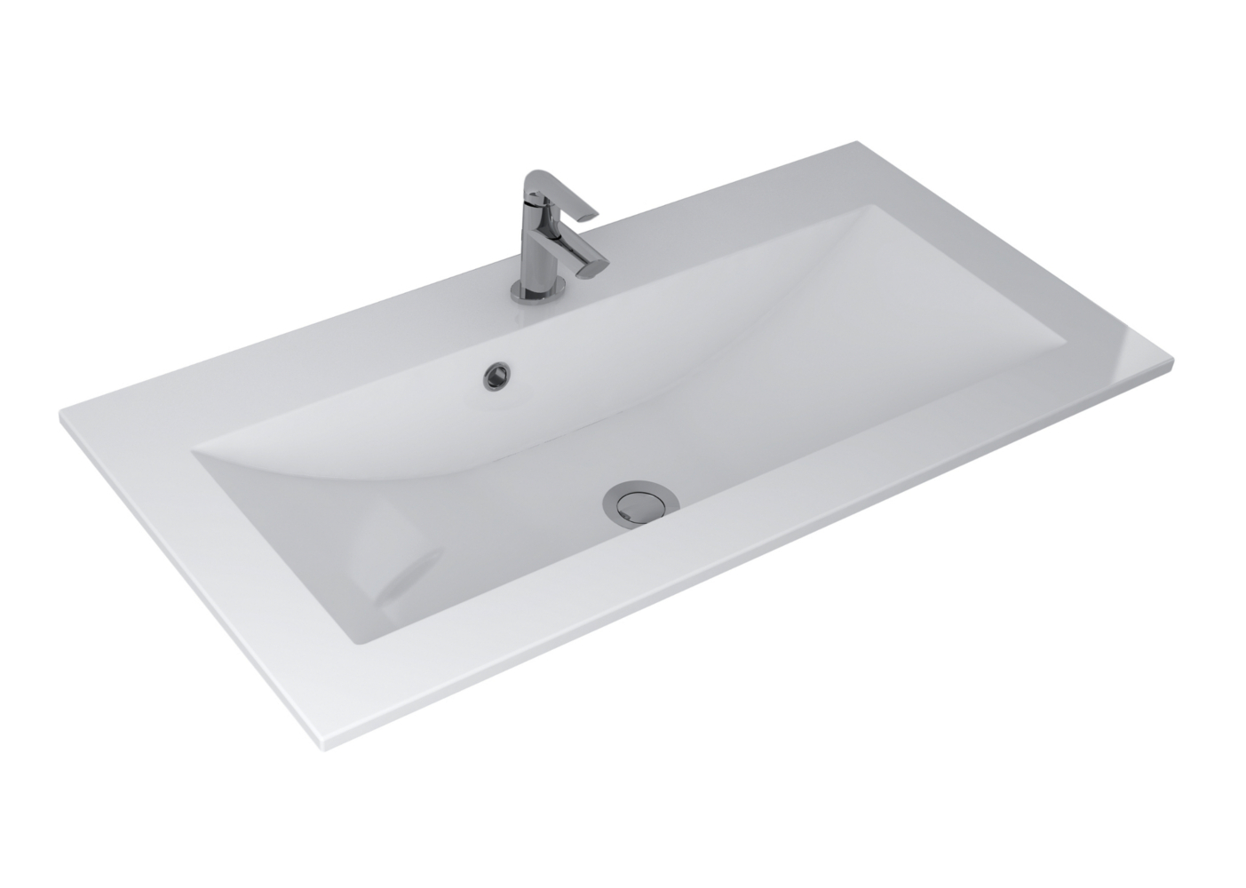 Sanicare Q4 mineraalmarmeren wastafel 99.2x45cm met 1 kraangat wit