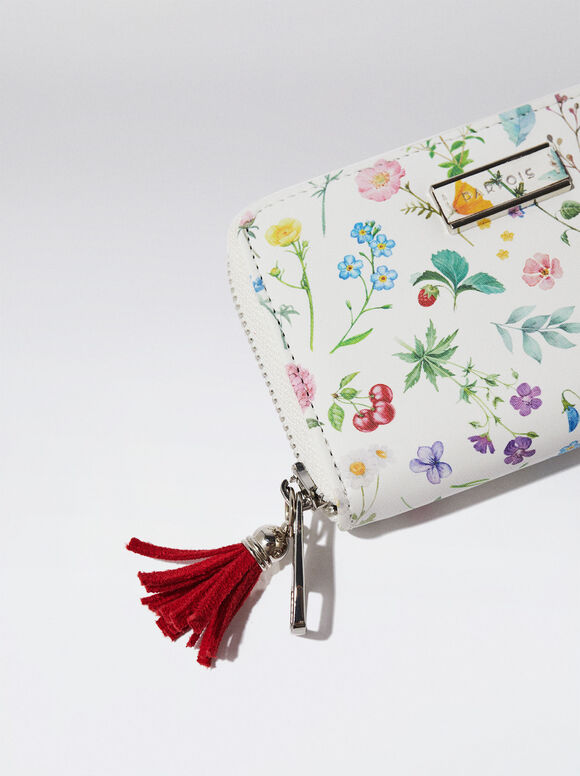 Carteira com estampa floral - Vermelha