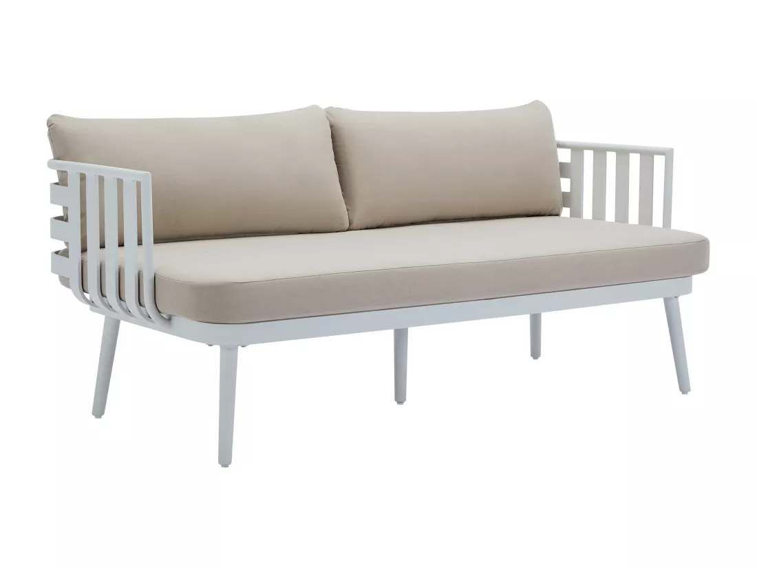 Salon de jardin en aluminium : canapé 2 places, 2 fauteuils et 2 tables basses - Blanc - KUTO de MYLIA