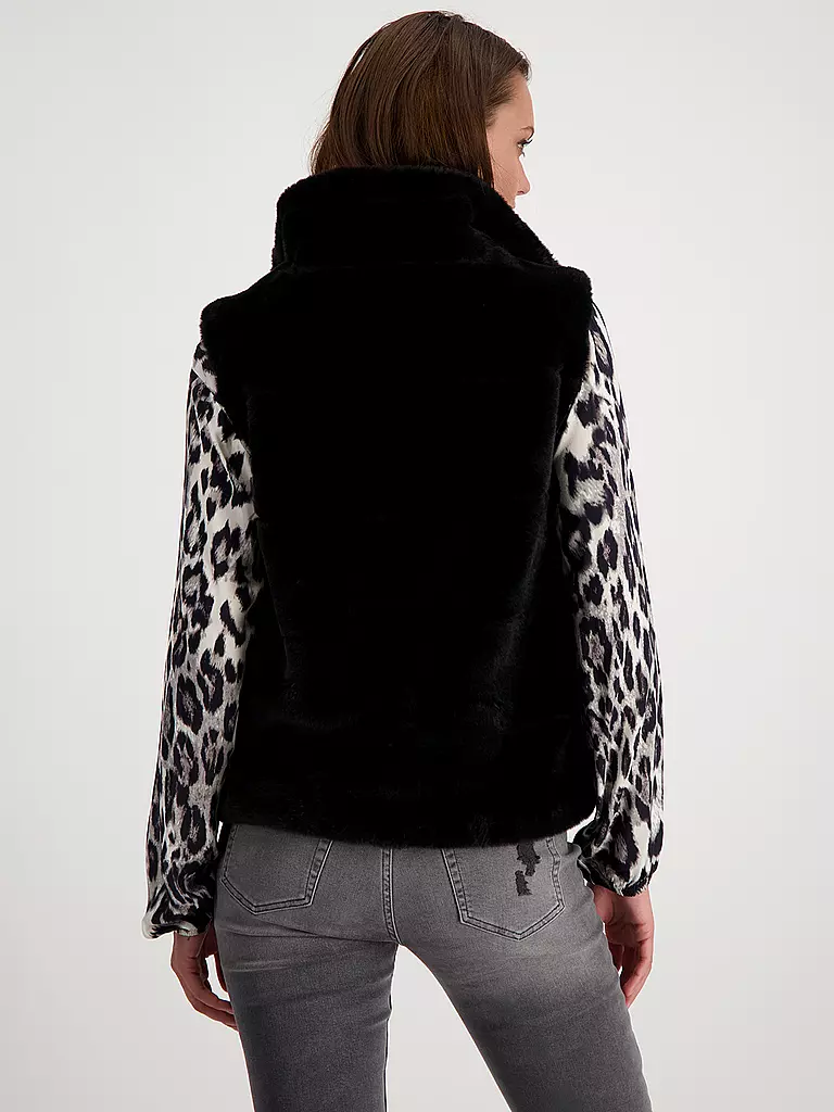 MONARI Gilet in Felloptik schwarz