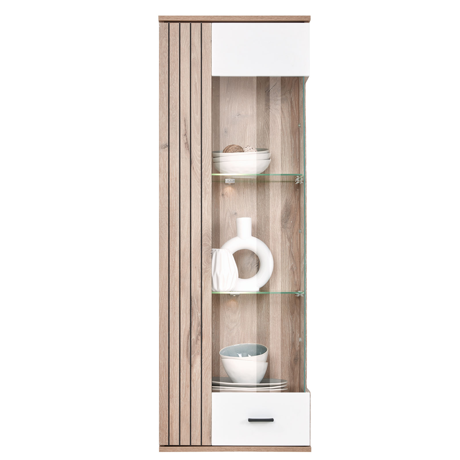 Hängevitrine - weiß-Viking Oak Nature - 45 cm