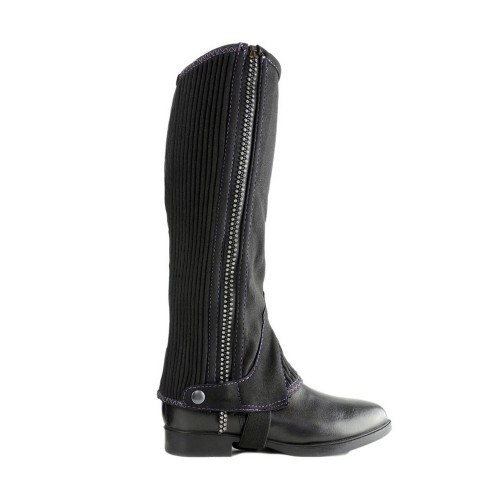 Calças infantis de cano curto com glitter preto