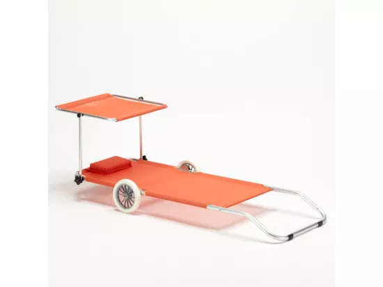 Transat de plage pliable en aluminium roues et parasol Tanjung Benoa