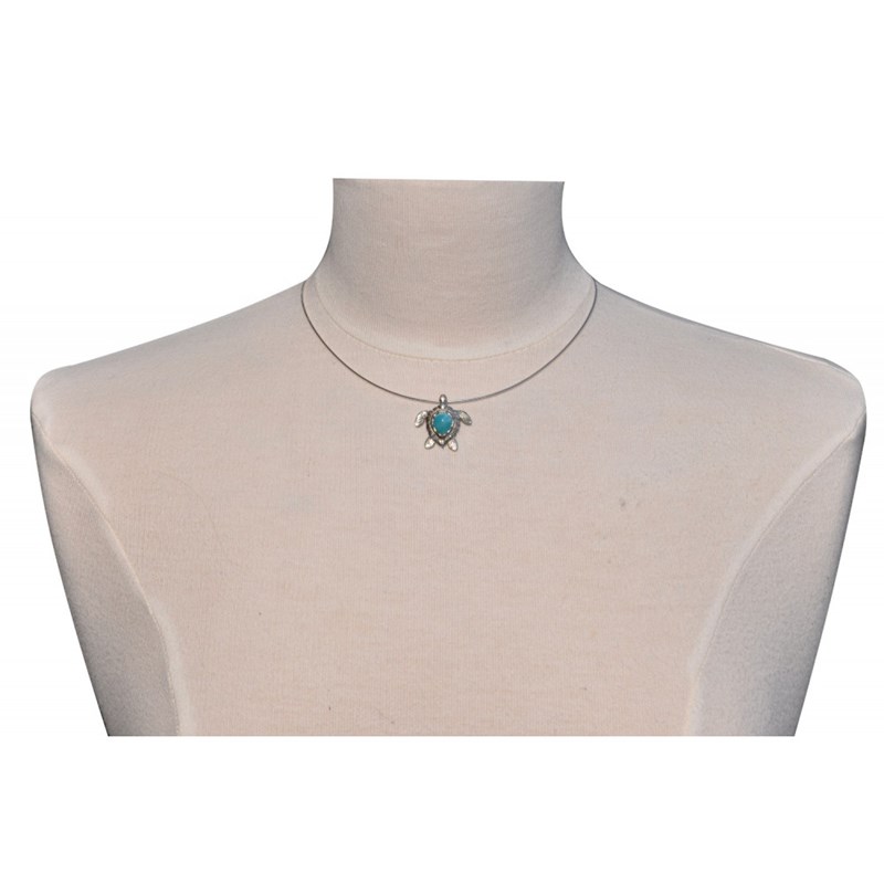 Pendentif Tortue Argent et Larimar