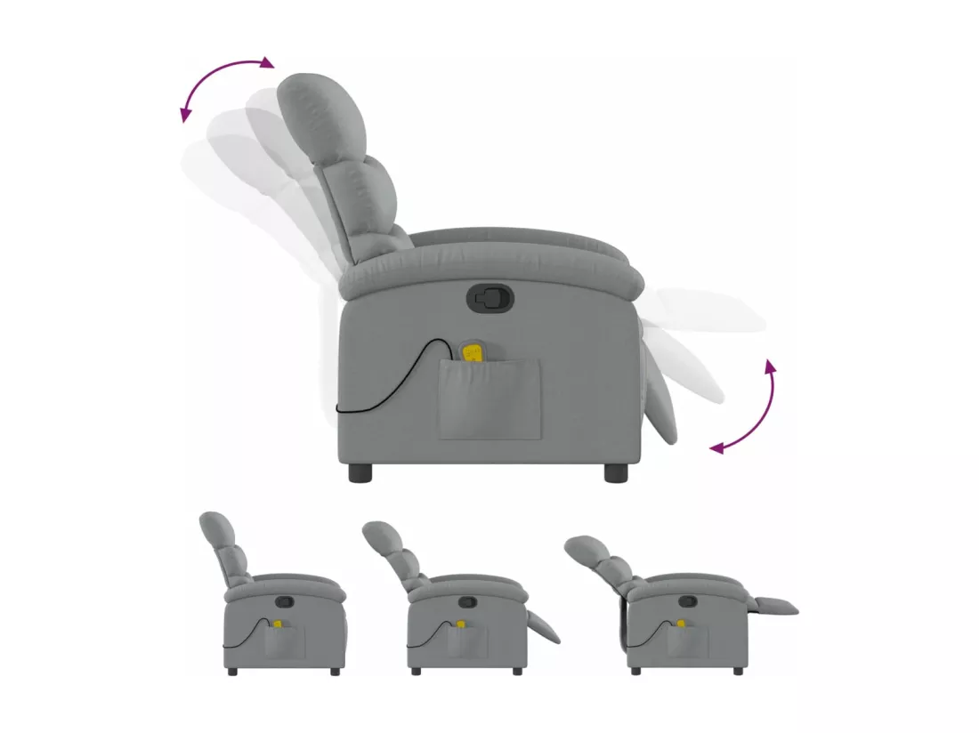 Fauteuil massant inclinable Gris clair Tissu