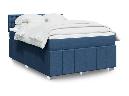 Sommier à lattes de lit avec matelas Bleu 160x200 cm Tissu