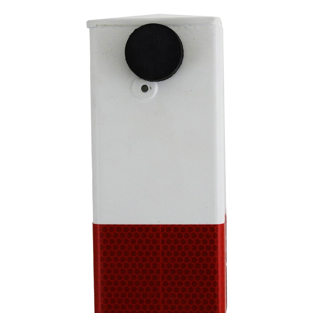 UV-beschermde stalen paal 70x70mm wit-rood opvouwbaar cilinderslot + deuvel / verschillend sluitend