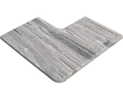 FLAIRSTONE Zwembadrand Arctic Gneiss grijs hoekstuk binnen en buiten afgerond 60x35 / 60x35 x 3 cm