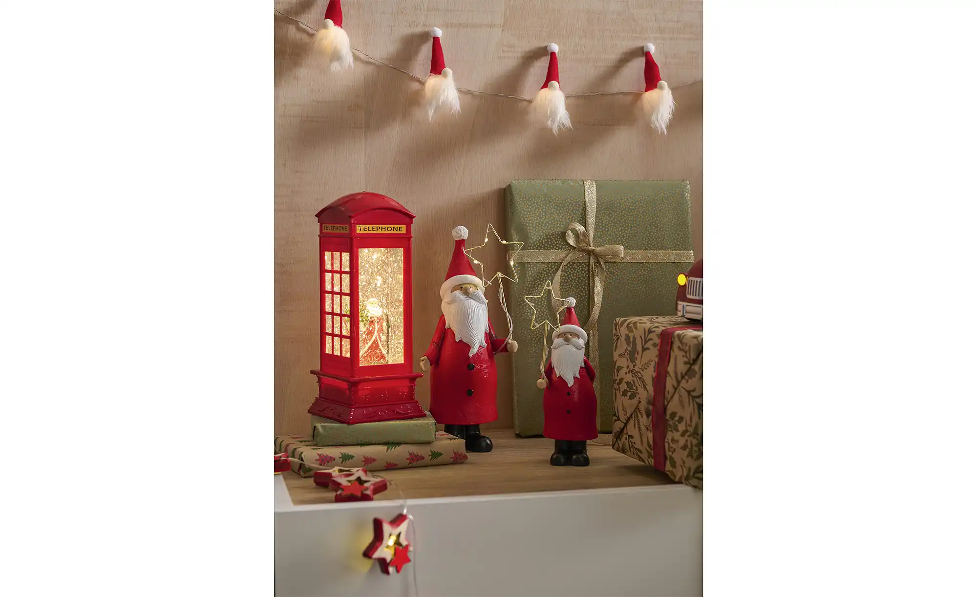 LED Telefonzelle mit Weihnachtsmann