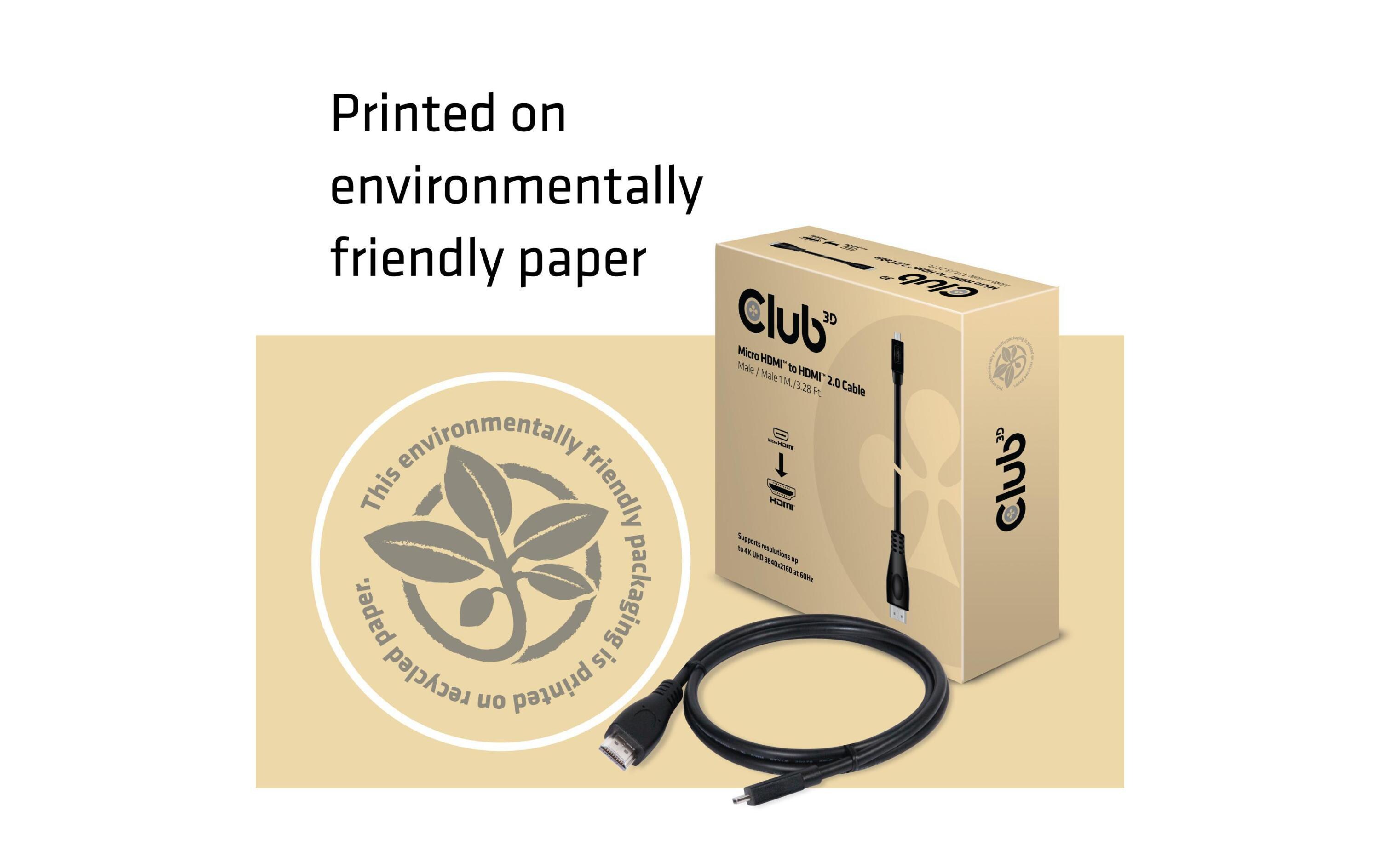 Kabel Micro-HDMI – HDMI 2.0 4K60 Hz, 1 mMicro HDMI auf HDMI 2.0 Kabel, 4K60Hz