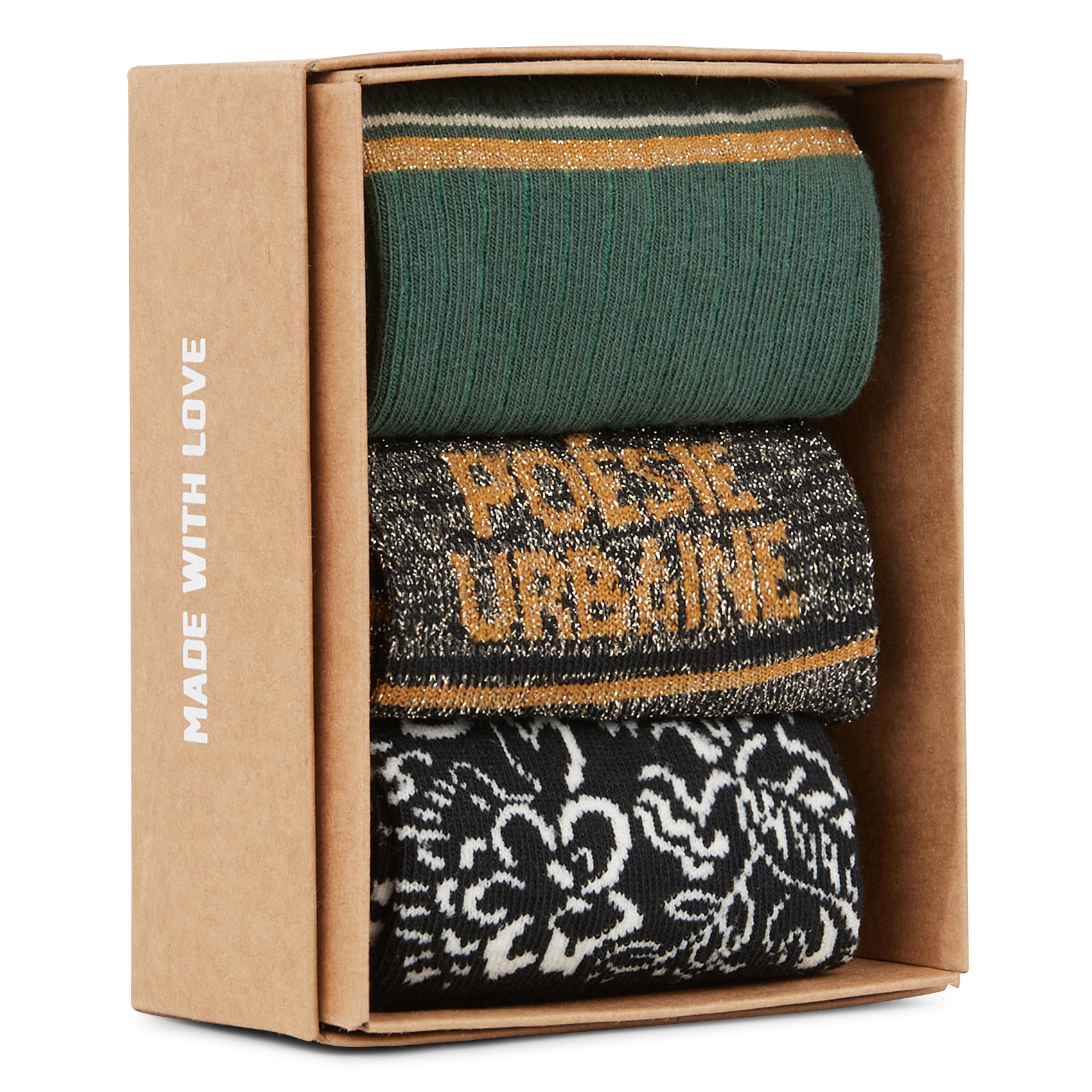 Lot de trois paires de chaussettes en coton mélangé | Vert