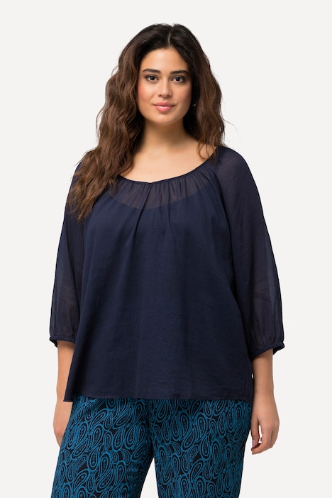 Bluse, floraler Druck, V-Ausschnitt, 3/4-Arm