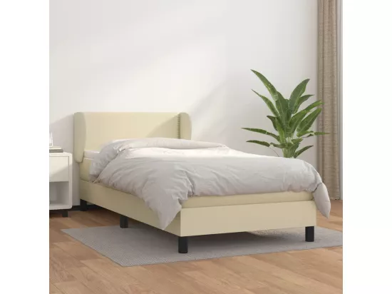 Sommier tapissier avec matelas Crème 100x200cm Similicuir