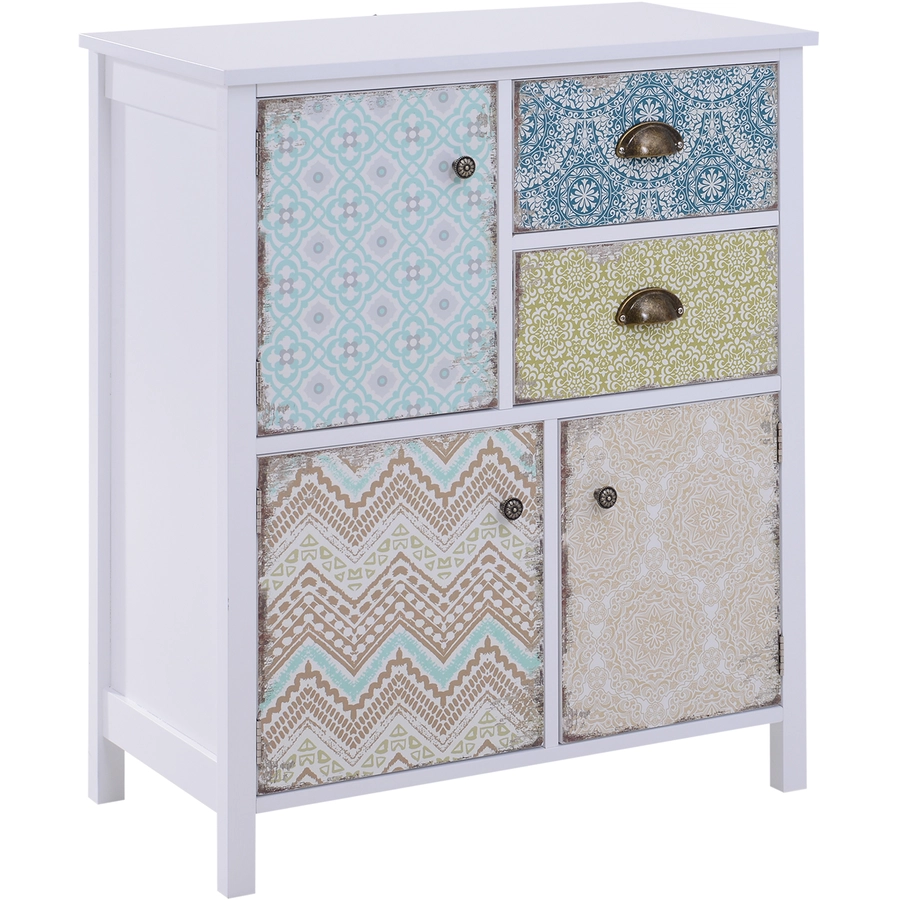 HOMCOM Anrichte im Shabby Chic Look bunt