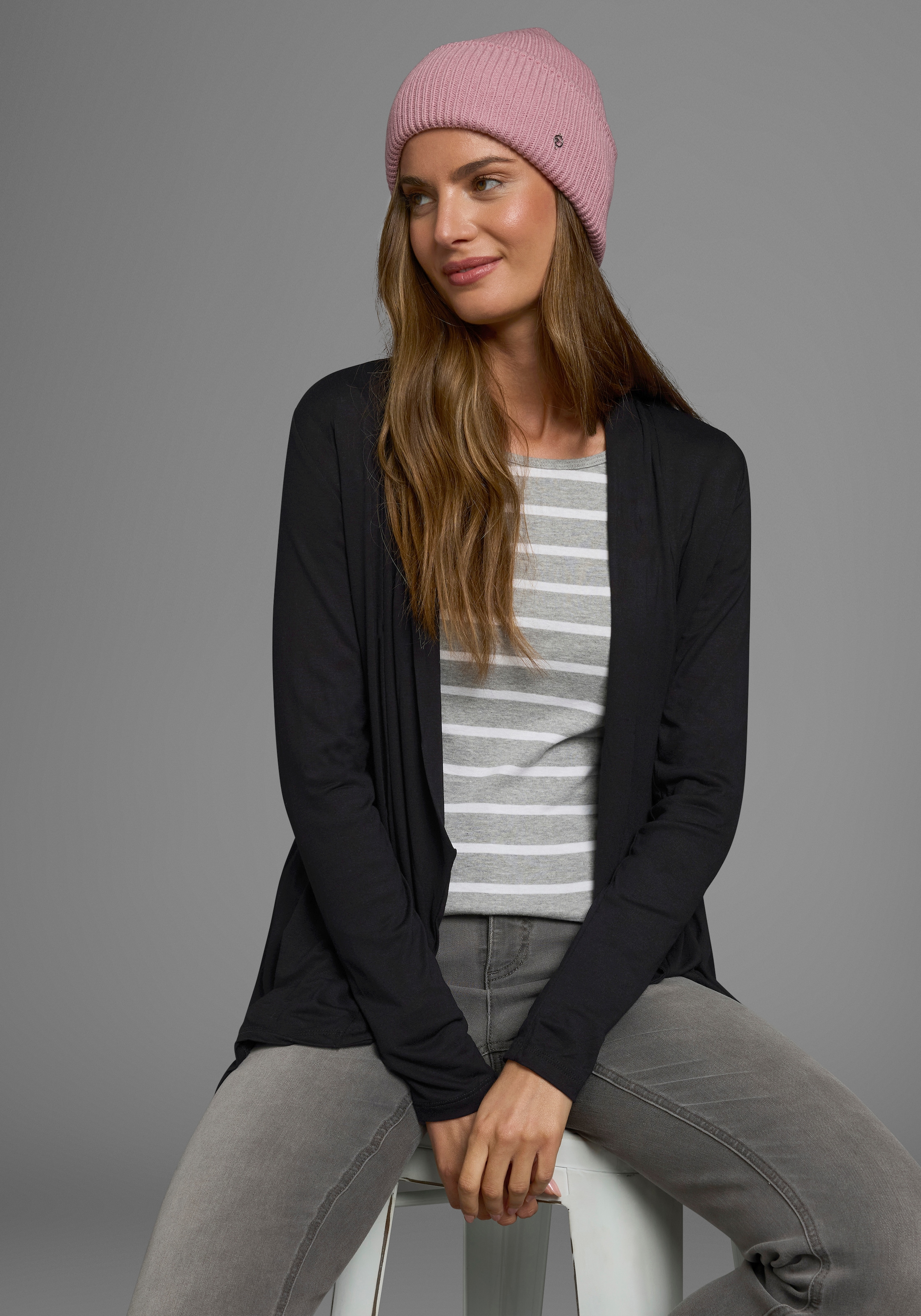 Boysen's Shirtjacke , Langarm,  mit Schalkragen,  aus elastischem Jersey