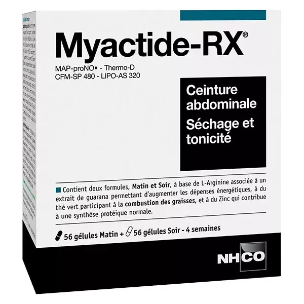 Cinta abdominal NHCO Myactide Rx para secagem e tonificação, 112 cápsulas