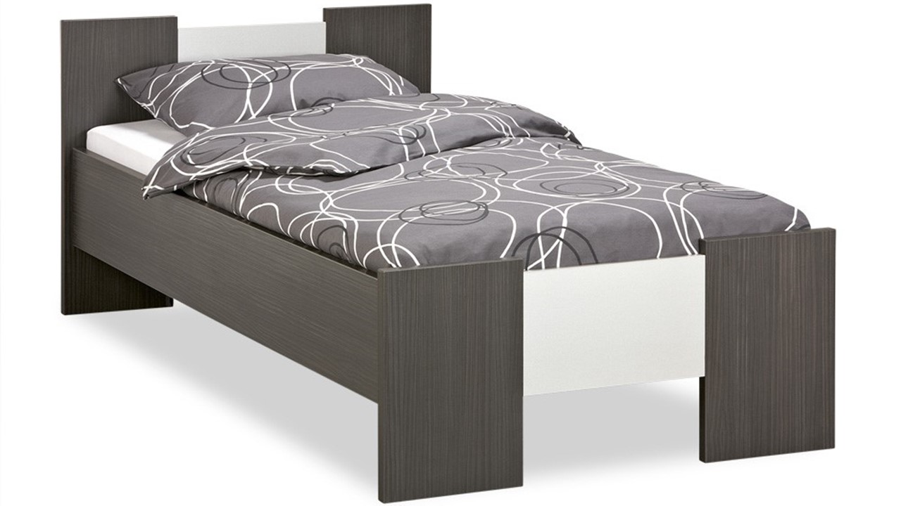 Bed Woody donkergrijs/aluminium