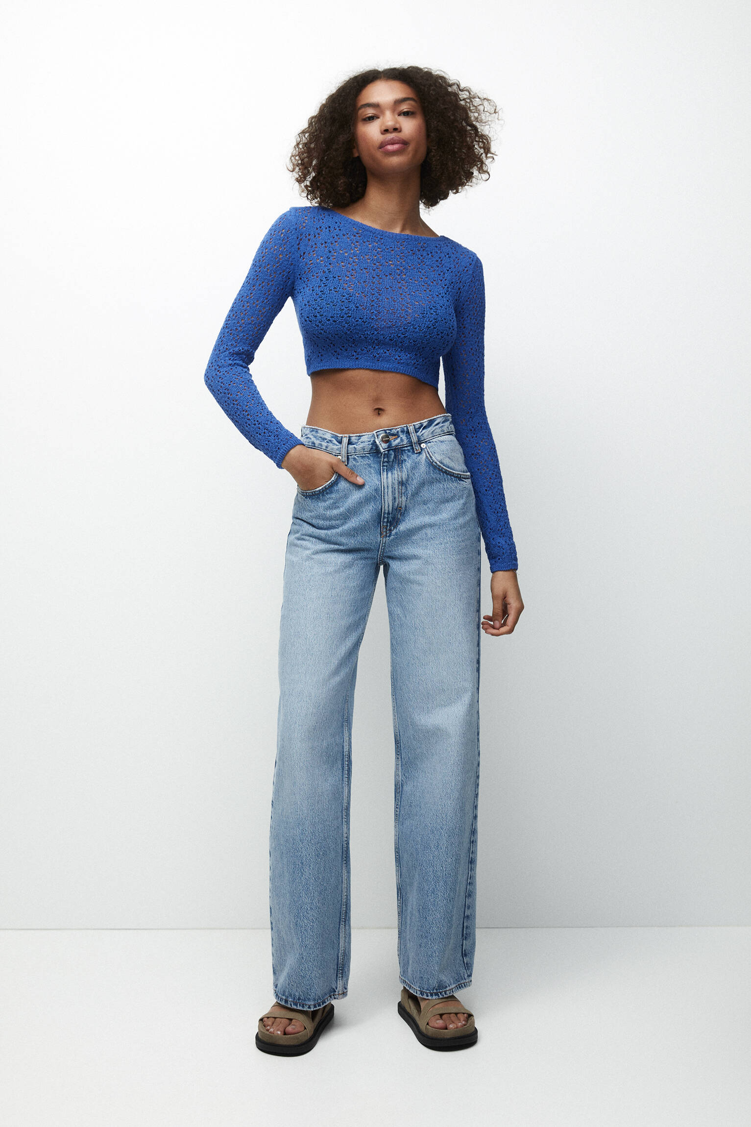 BLUSA DE TRICÔ CURTA - ÍNDIGO