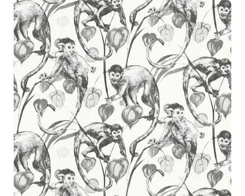Vliesbehang 37982-1 Michalsky 4 - Verandering is goed Monkey Jungle grijs wit