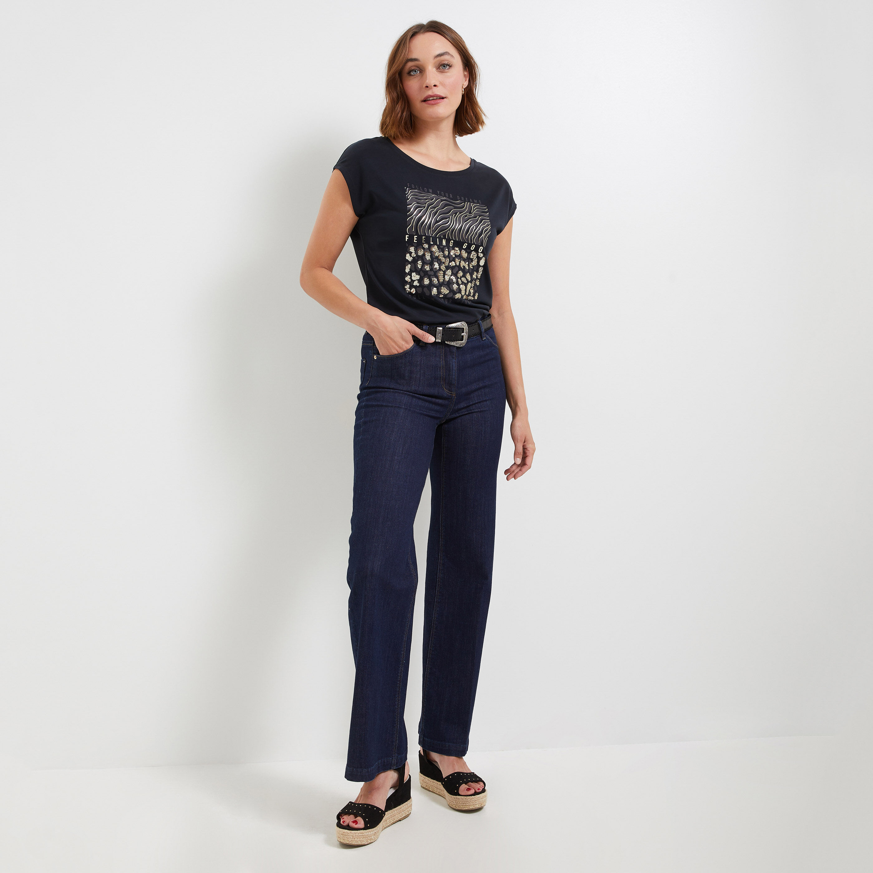 T-shirt imprimé femme - GRIS FONCE