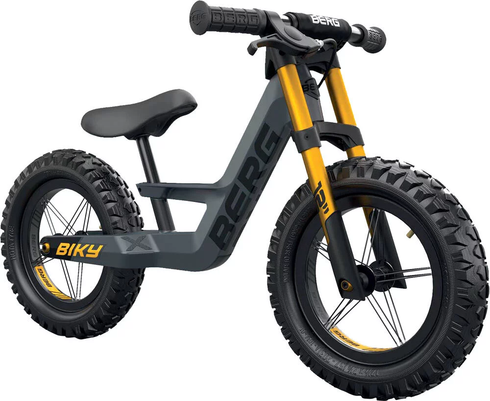 VELO D'EQUILIBRE -BIKY CROSS GRIS AVEC FREIN A MAIN