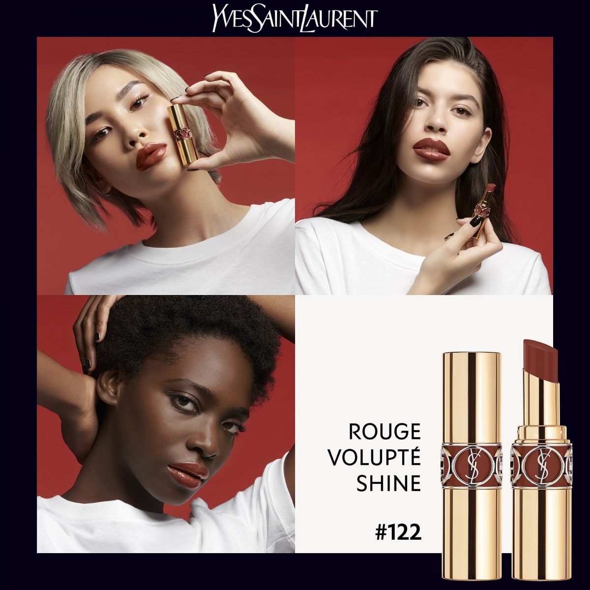 YVES SAINT LAURENT Rouge Volupté Shine Oil-In-Stick Rouge à Lèvres alliant Couleur, Soin et Brillance Longue Tenue
