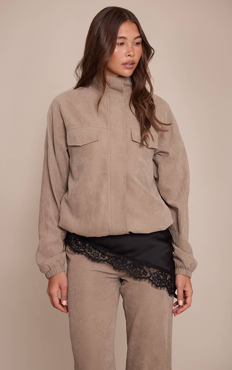 Champignon Veste Zippée Col Montant Effet Peau De Pêche