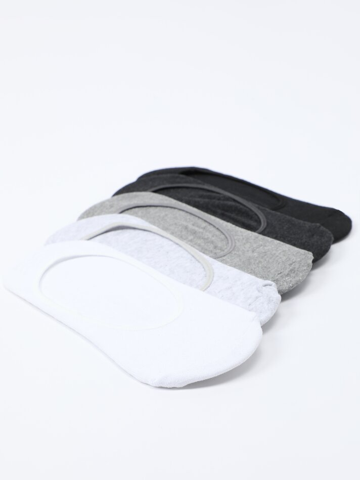 Pacote com 5 pares de meias invisíveis básicas - Cinza
