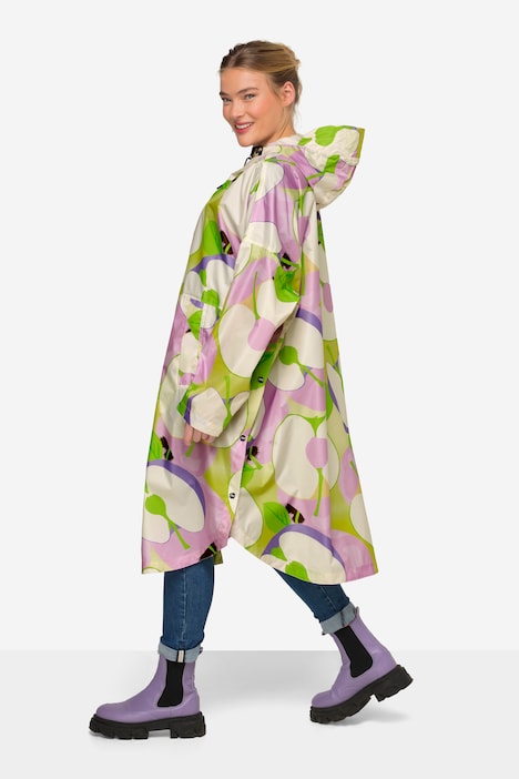 Funktions-Regencape, Unisex, Apfel Print, Kapuze