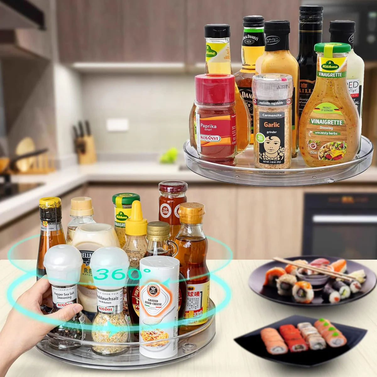 Plateau Tournant grand Epices 360° de 27 cm Transparent Vendos85