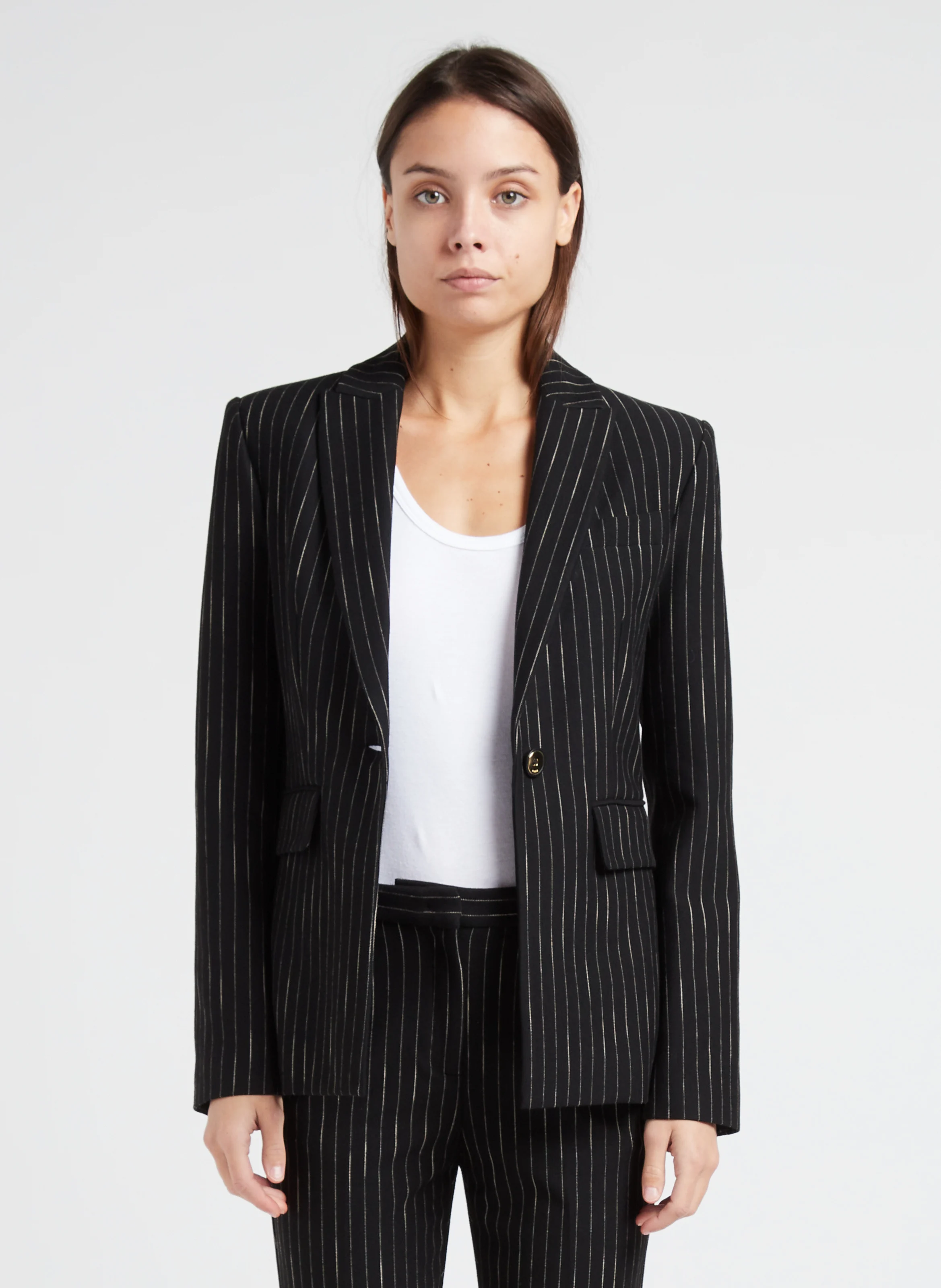 HUMAHUACA - Veste tailleur cintrée à rayures | Noir