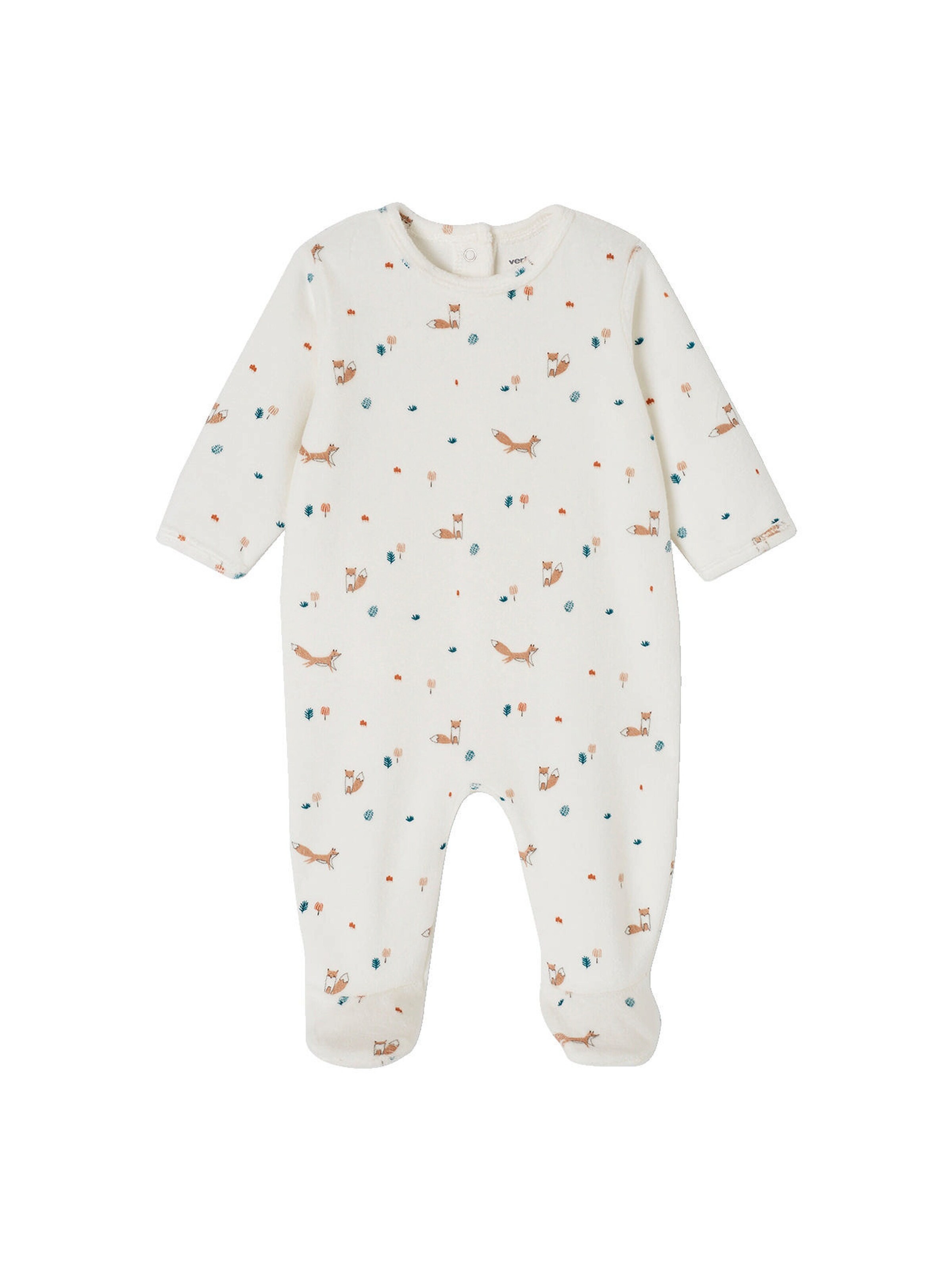 Vertbaudet 2er-Pack Baby Samt-Strampler Fuchs blau