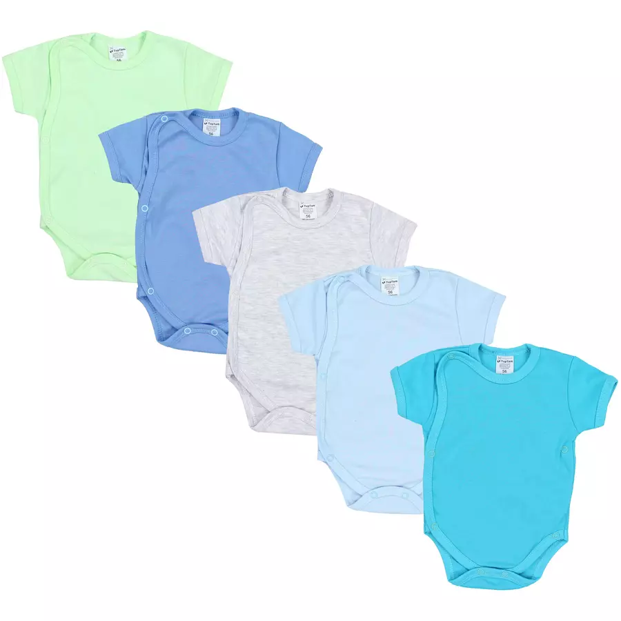 TupTam Baby Jungen Kurzarm Wickelbody 5er Set blaugrau