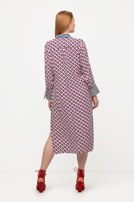 Kleid, Grafik-Design, Hemdkragen, Langarm