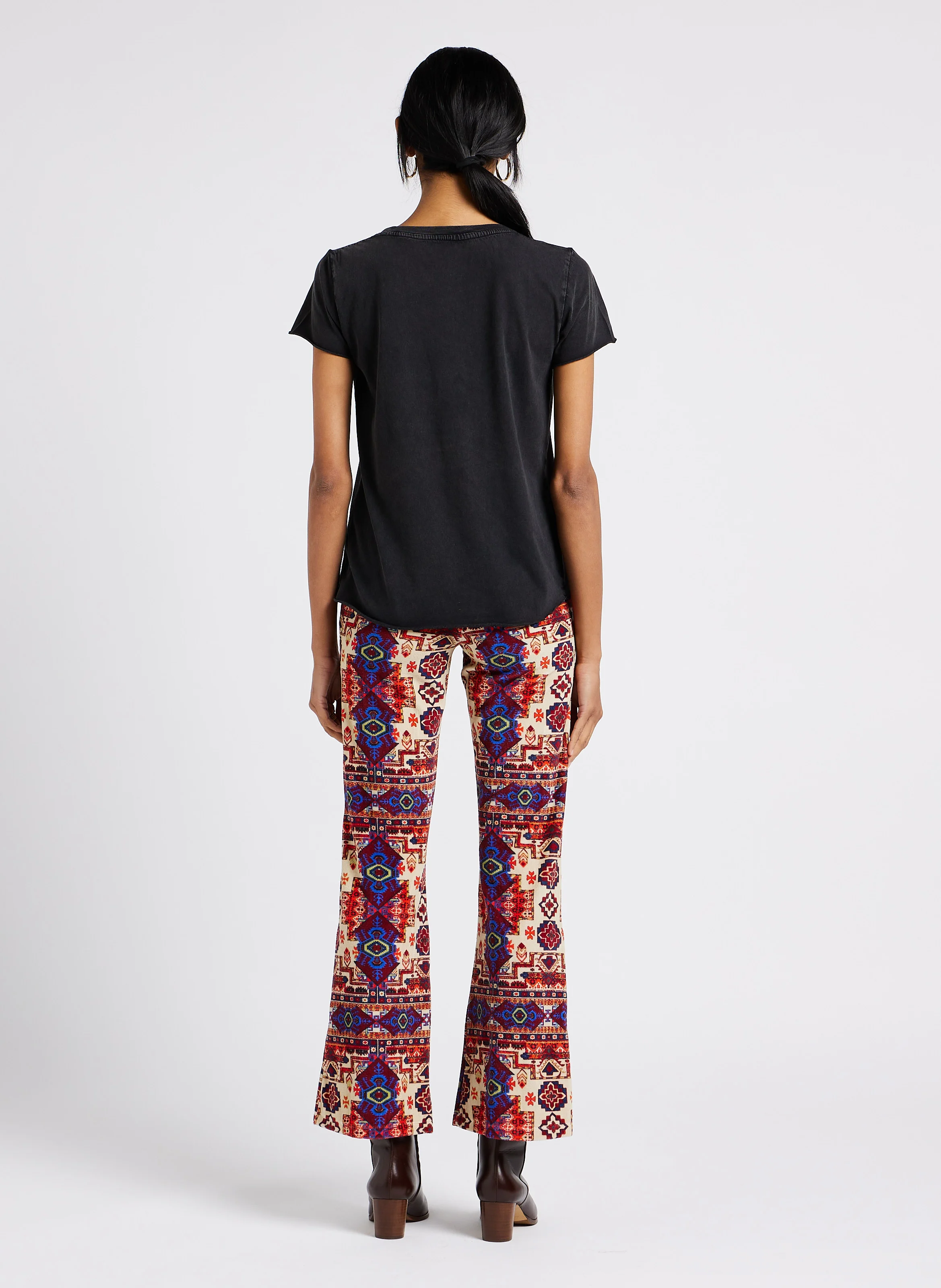 TAPESTRY - Pantalon taille haute à motif aztèque en coton | Rouge