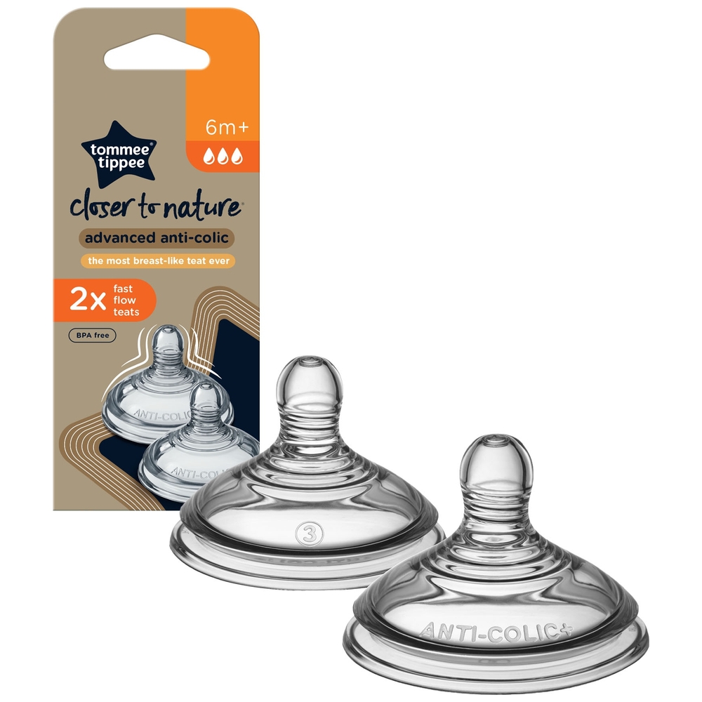 Tommee Tippee Fast Flow Advanced Anti-Kolik Babyflaschensauger, 2er-Pack