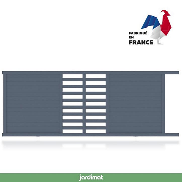 Portail Jardimat coulissant aluminium Courtrai gris 7016 - 400 x h.142 cm