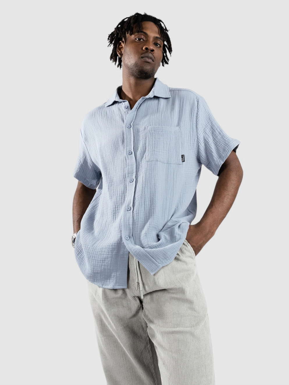 Blue Tomato Plain Linen Shirt elemental blue