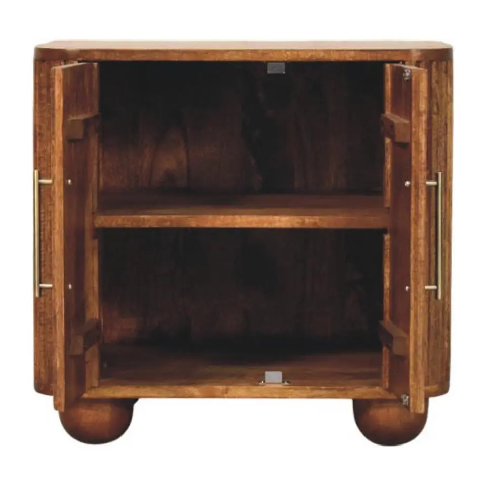 Solis Geribbelde Dressoir, 2 Deuren en 2 Planken, Lichtbruin