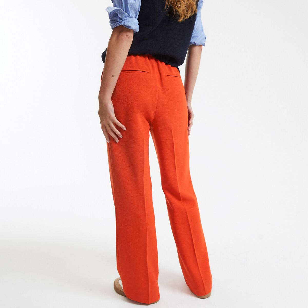 COLEÇÕES LA REDOUTE<br>Calças largas em crepe de poliéster