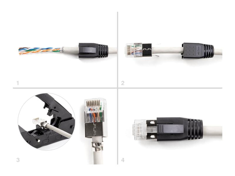 Delock Stecker RJ45, S/FTP, Cat.6A/7 25 Stück, Transparent Delock RJ45 Modularer Stecker mit Zugentlastung Cat.6A, Cat.7 und Knickschutztülle 25er Set