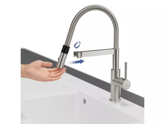 Robinet cuisine VILLEROY ET BOCH Steel expert compact anthracite + nettoyant
