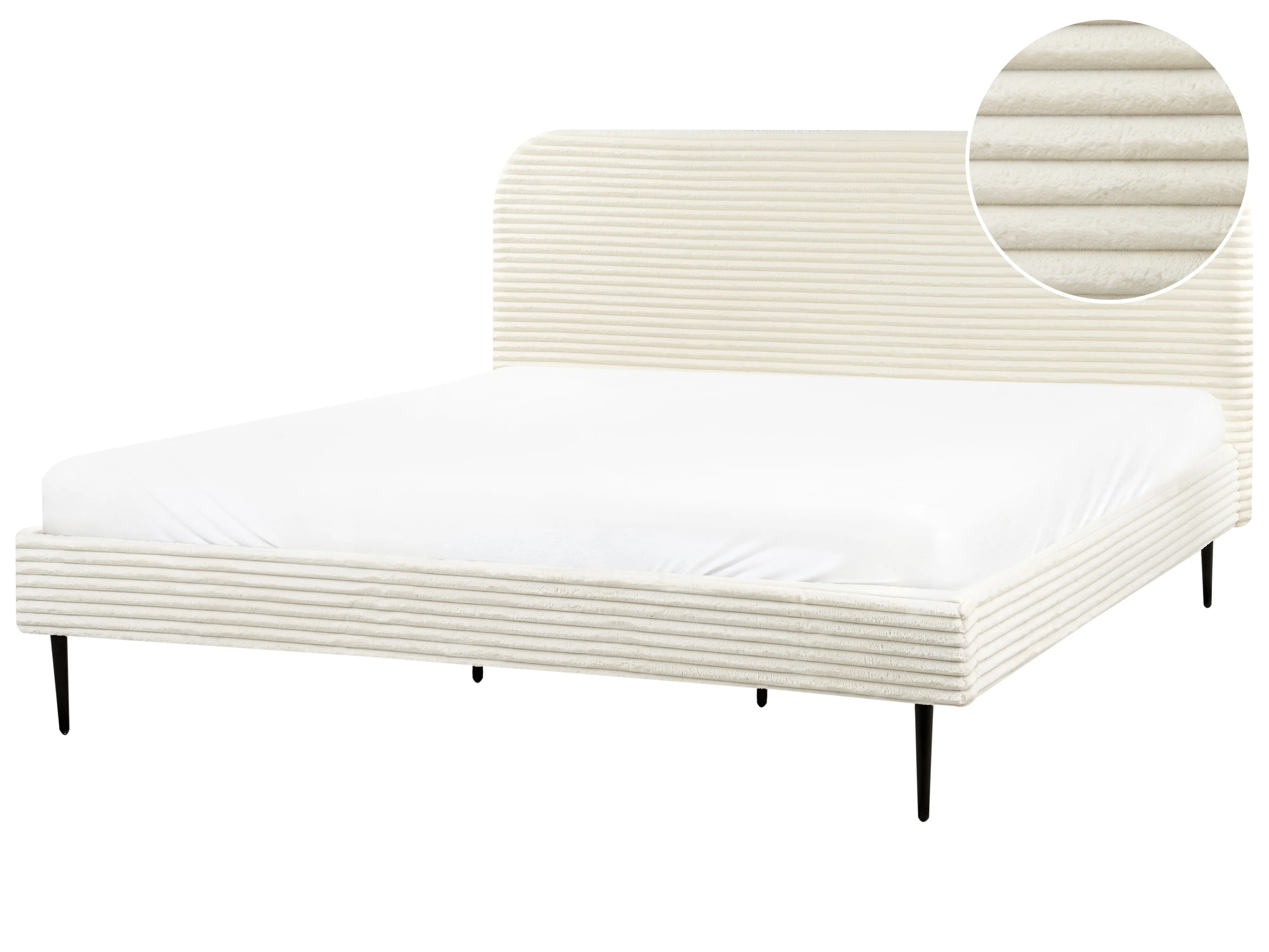 Bed Corduroy FLAYAT 180 x 200 cm Gebroken wit