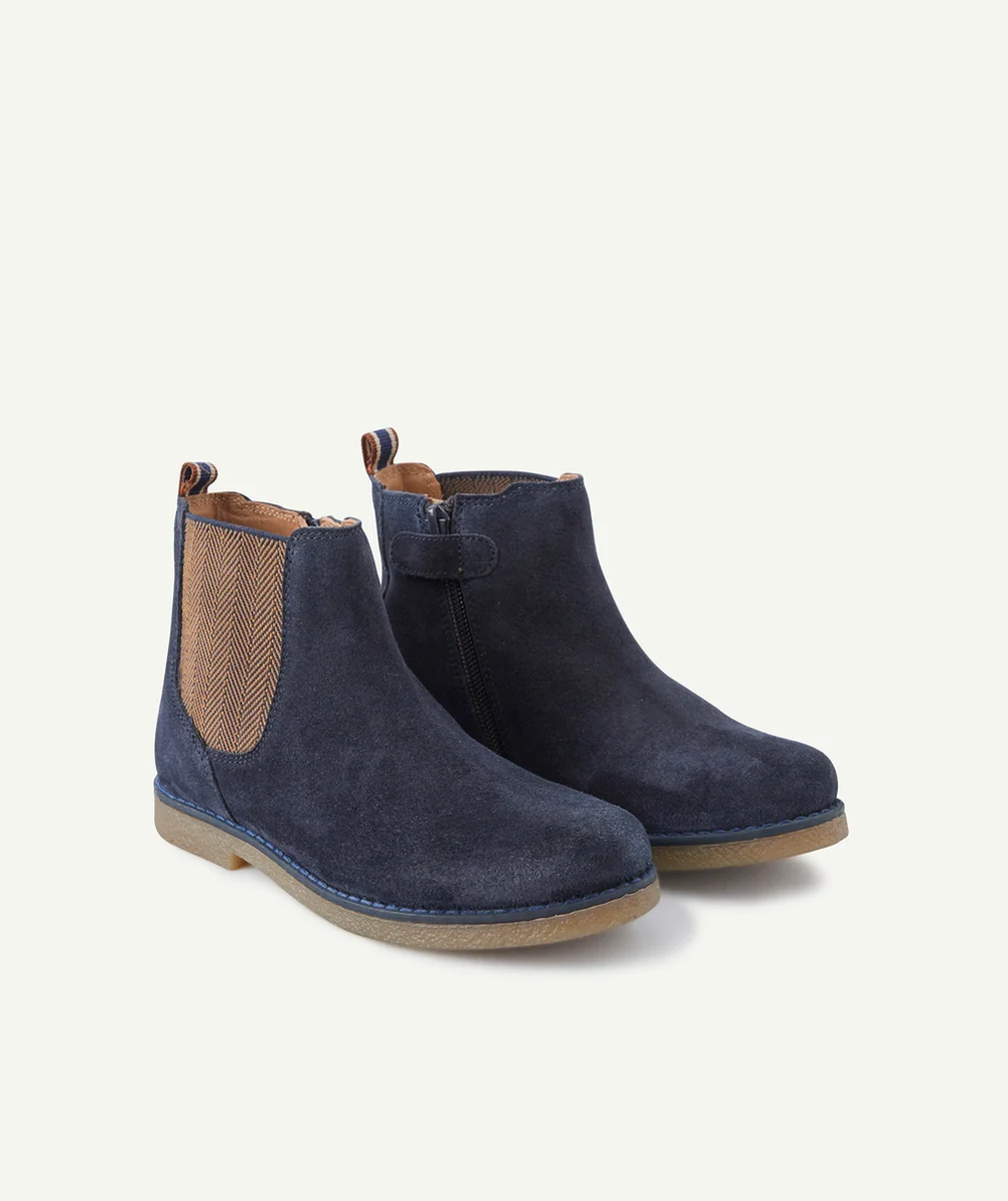 BOTTINES ÉLASTIQUÉES GARÇON EN CUIR BLEU