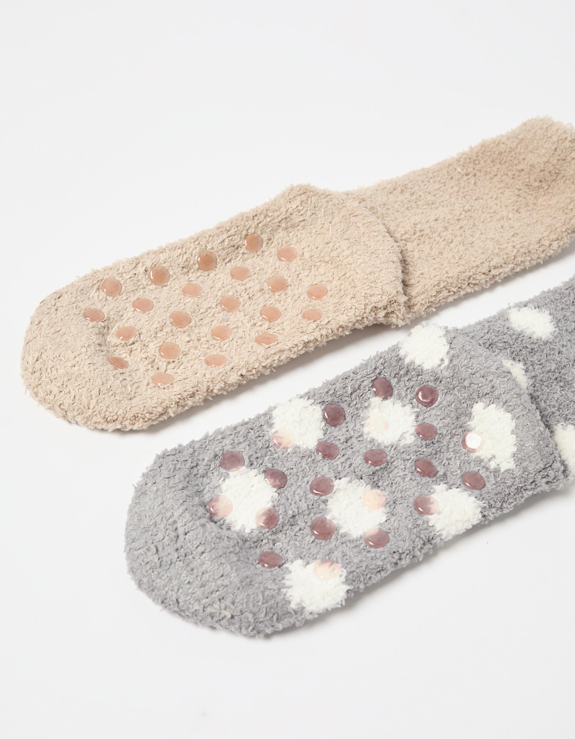 Pack 2 Pares de Meias Antiderrapantes, Mulher, Cinzento